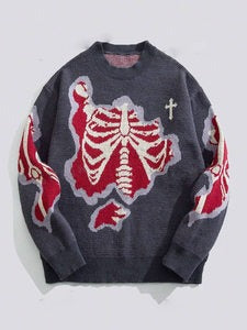 Street Trend Skeleton Jacquard Sweater