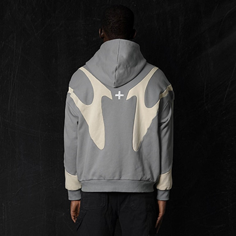 Pattern Stitching Hooded Cardigan Sweater