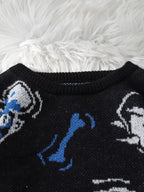 Dragon Roar Jacquard Double-Sided Pattern Pullover Sweater Casual Crew Neck Knitted Men'S Pullover Casual Crew Neck Knitted Men'S Pullover Suitable for Daily Wear Unisex Outerwear