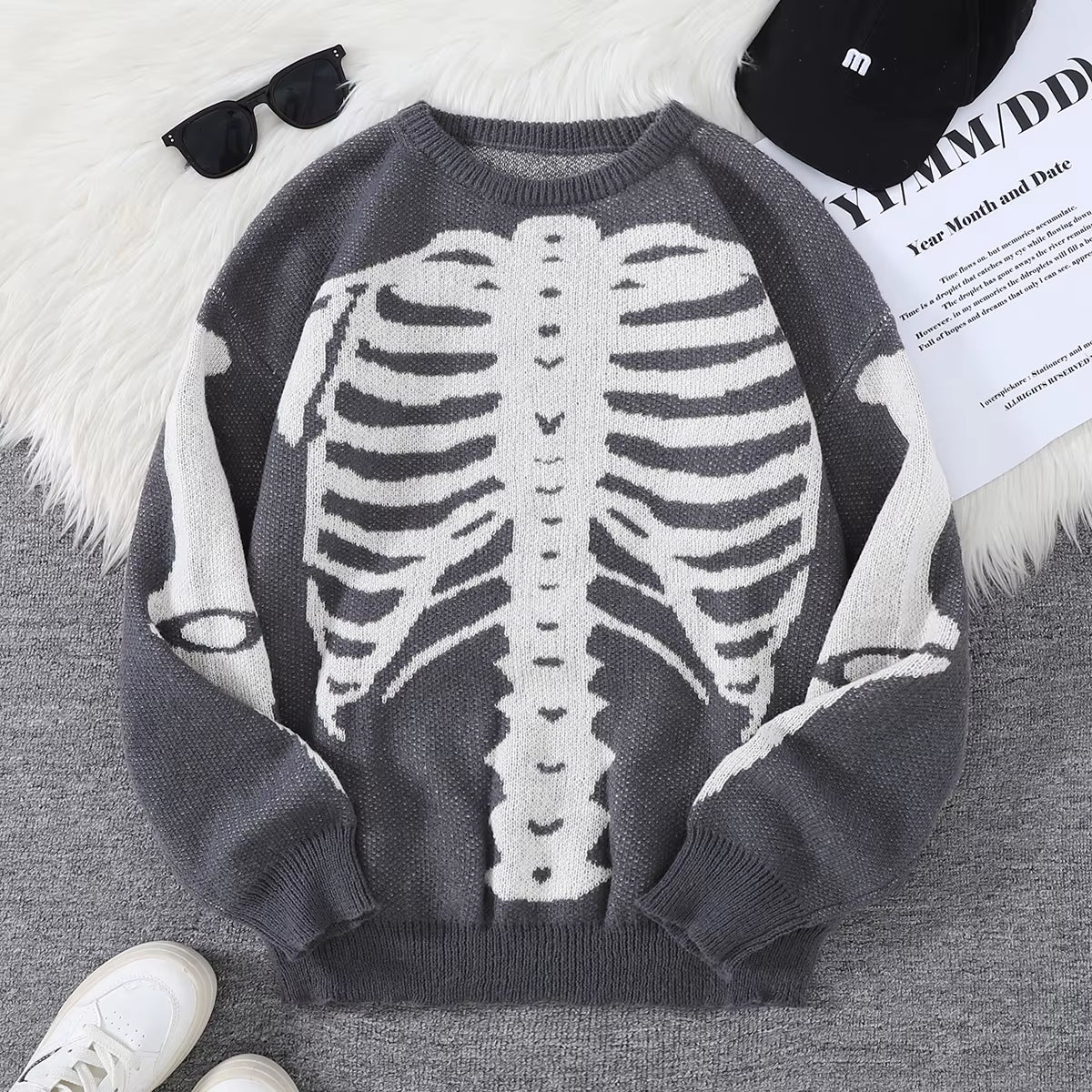 New Popular Autumn and Winter Backbone Jacquard Pattern Pullover Sweater Casual round Neck Knitted Men'S Pullover