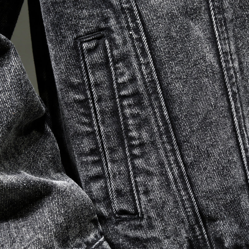 Men's Vintage Washed Ash Denim Jacket - Slim Fit