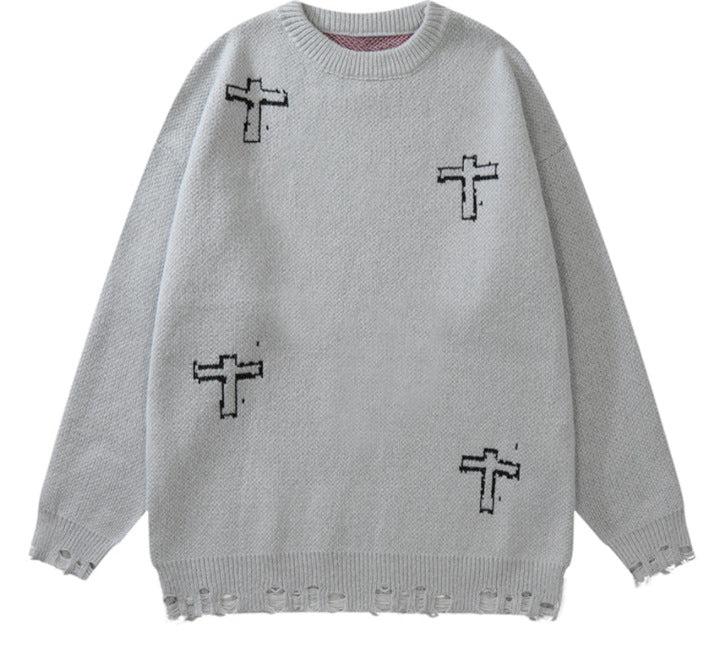 Y2K Grunge Vintage Ripped Knit Sweaters Streetwear