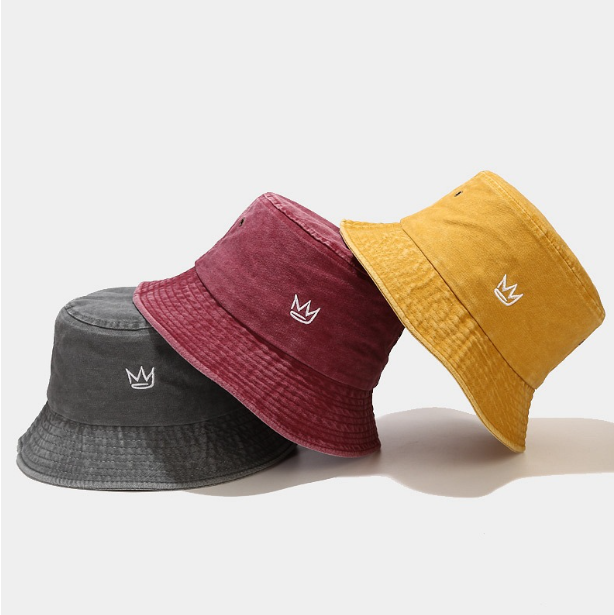 Vintage Distressed Washed Cotton Crown Fisherman Hat