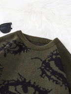 New Popular Autumn and Winter Abstract Eye Jacquard Pattern Pullover Sweater Casual round Neck Knitted Men'S Pullover