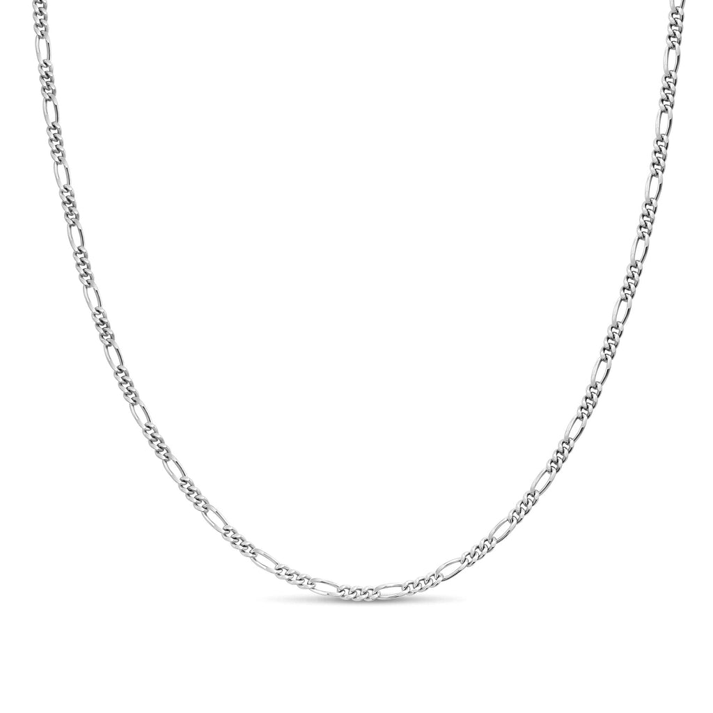 KEZEF 18k 2mm Sterling Silver Plated 925 Sterling Silver Necklace Chains Italian Figaro 18 Inch Popular Womens Length Necklace Chain Solid Silver Necklace for Women Mens Necklace Chain