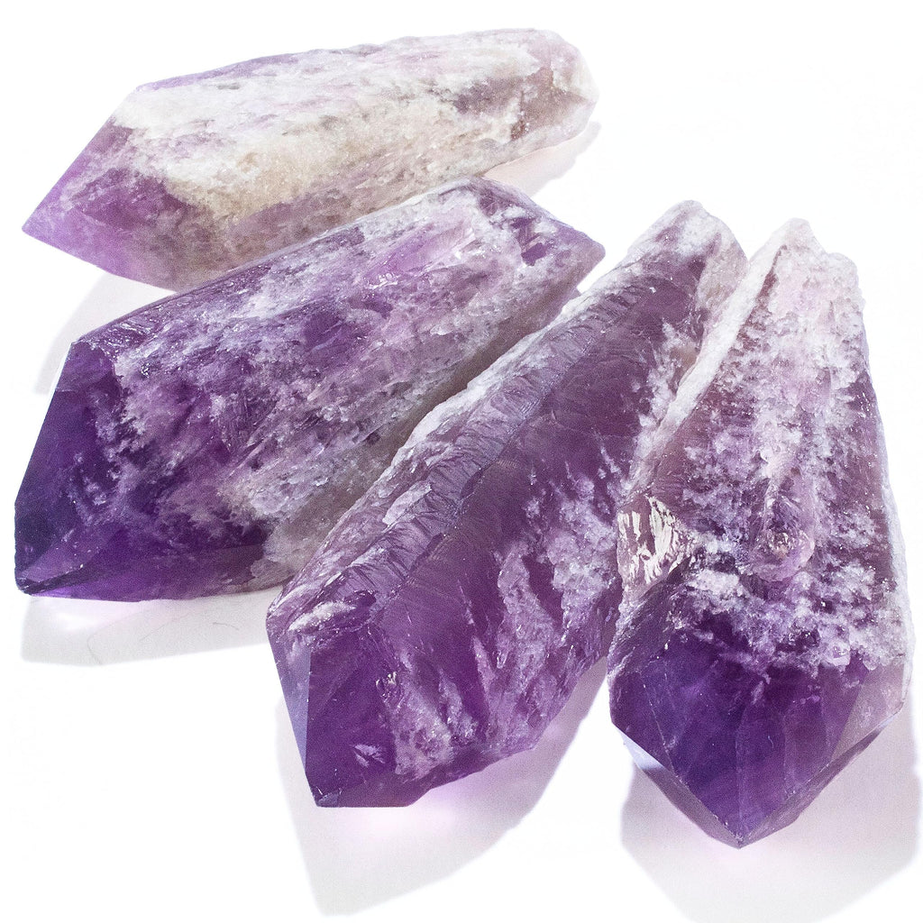 4 Amethyst Crystal Points from Brazil – Natural Healing Stones for Protection, Intuition & Spiritual Energy