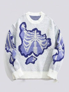 Street Trend Skeleton Jacquard Sweater