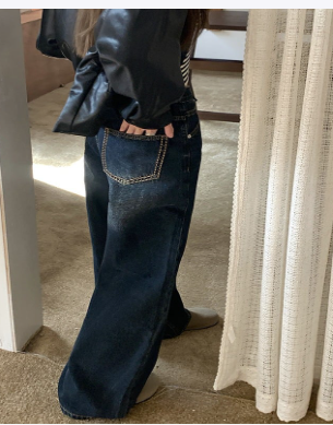 Low Waist Straight Vintage Washed Denim Jeans