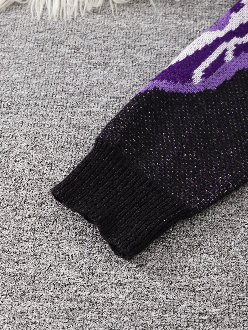 New Popular Spring and Autumn Bone-Shaped Butterfly Jacquard Pattern Pullover Sweater Casual round Neck Contrast Color Knitted M