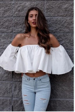 Off-Shoulder Ruffle Sleeve Top for Women