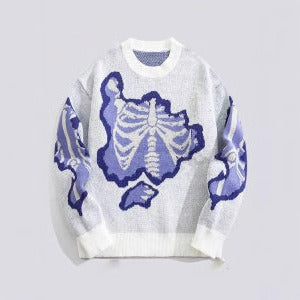 Street Trend Skeleton Jacquard Sweater