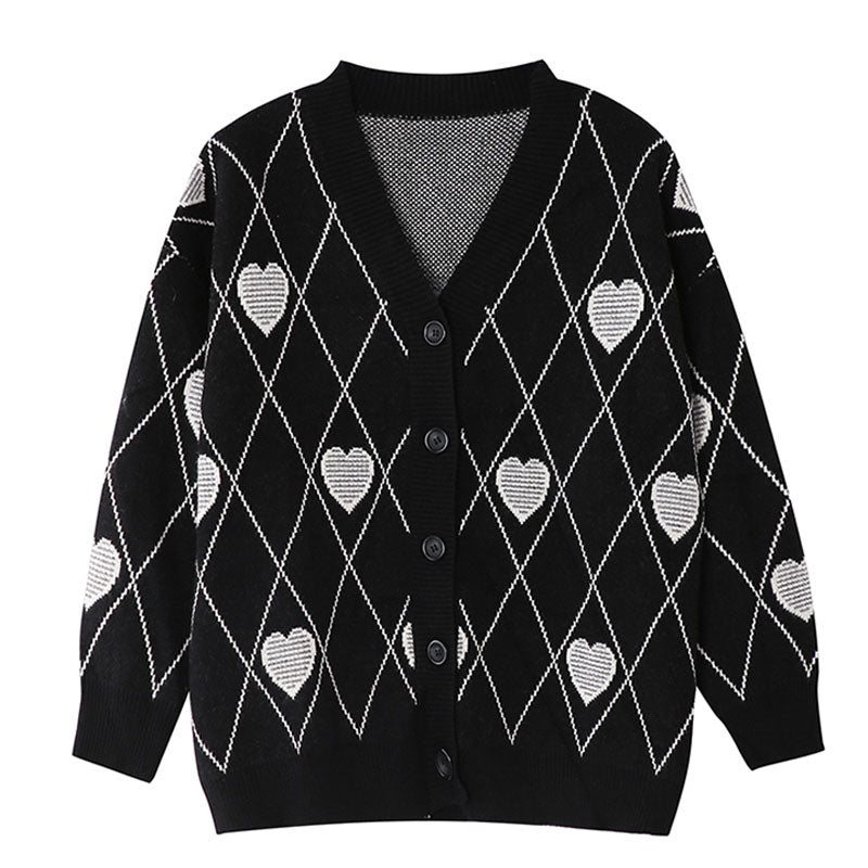 Heart Jacquard Loose Sweater for Women
