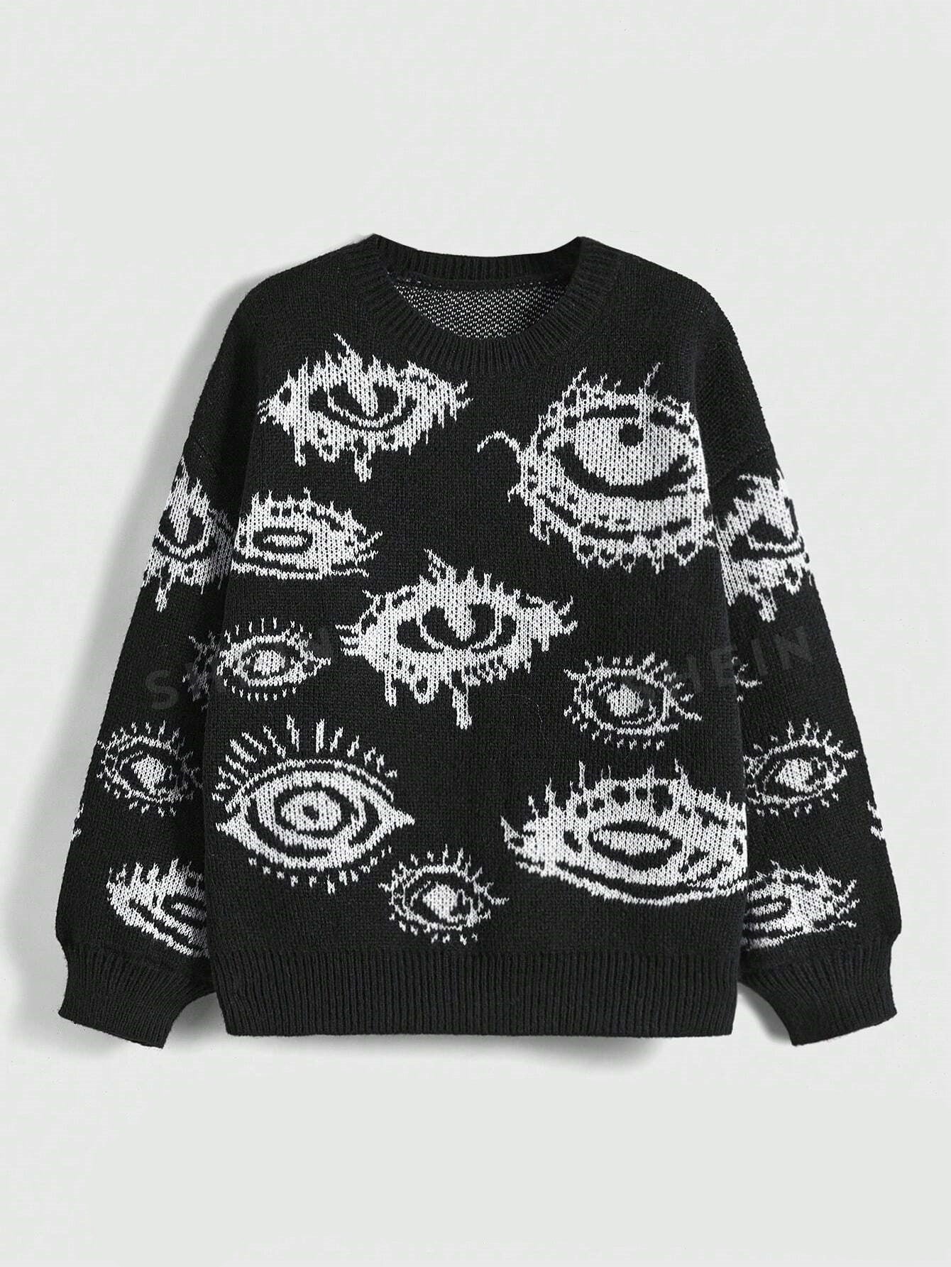 Wide Knitted Jacquard Sweater