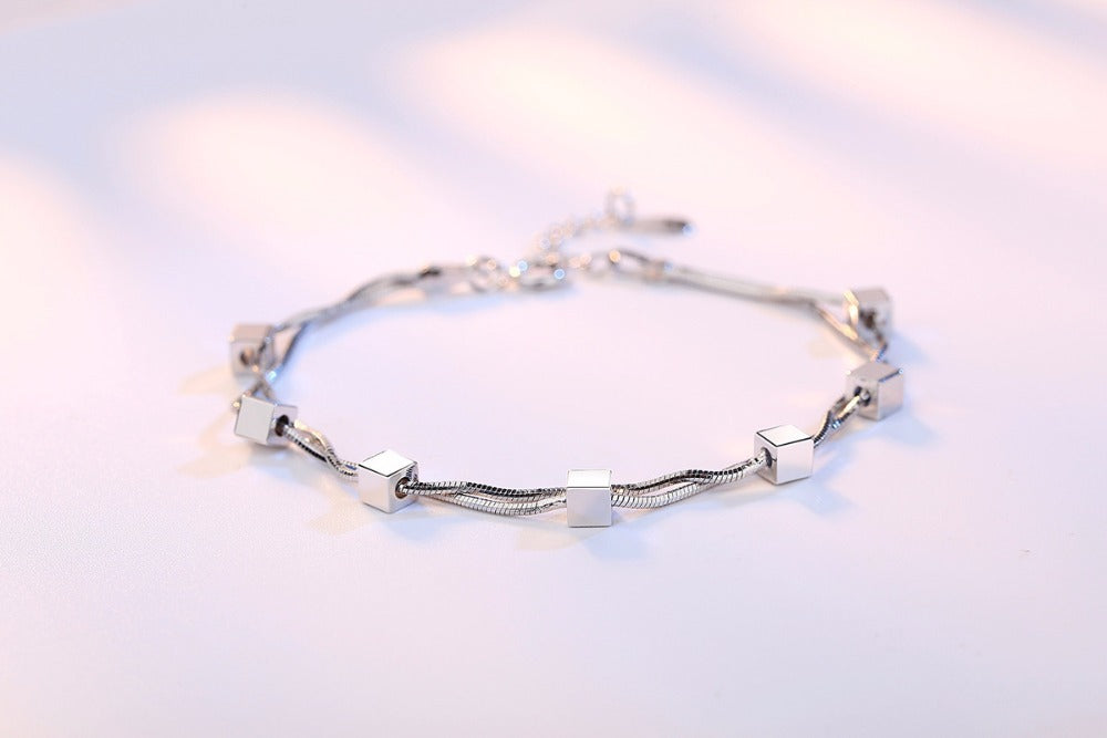 Adjustable 925 Sterling Silver Double Chain Bracelet