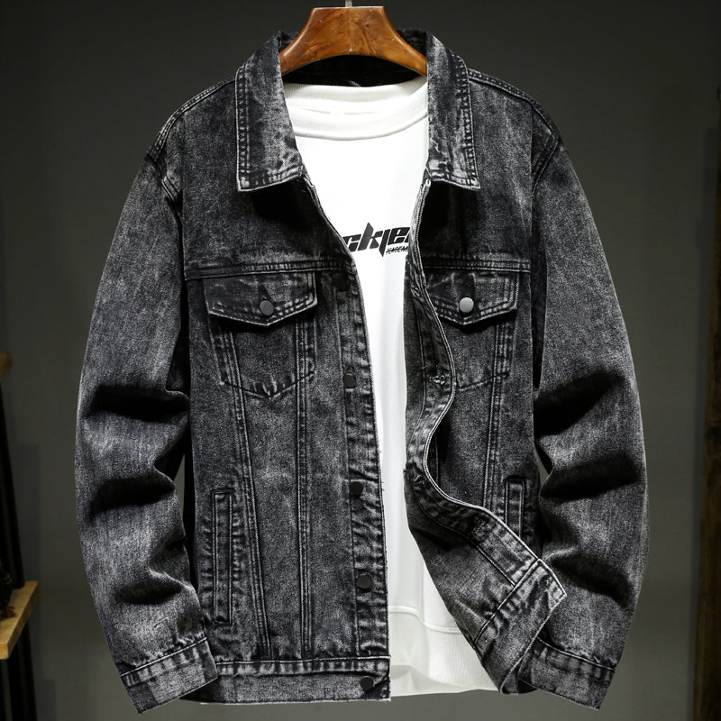 Men's Vintage Washed Ash Denim Jacket - Slim Fit