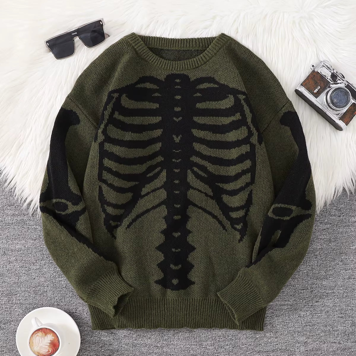 New Popular Autumn and Winter Backbone Jacquard Pattern Pullover Sweater Casual round Neck Knitted Men'S Pullover