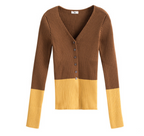 Color Block Long Sleeve Top for Women