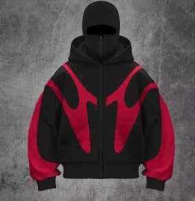 Pattern Stitching Hooded Cardigan Sweater