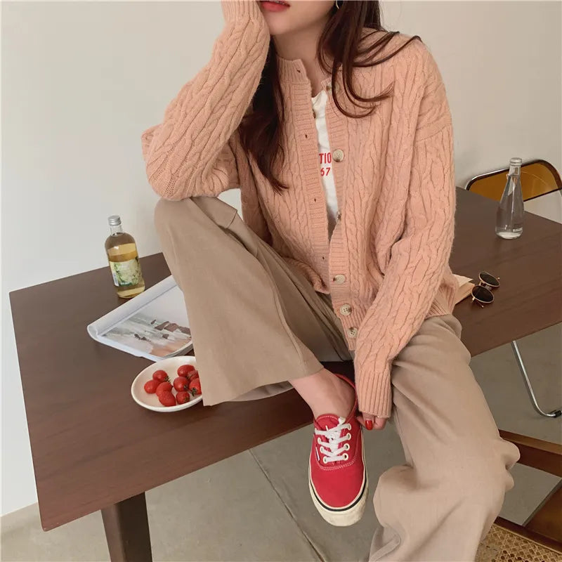 Cardigan loose long sleeve knitted sweater