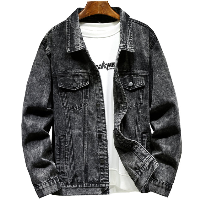 Men's Vintage Washed Ash Denim Jacket - Slim Fit
