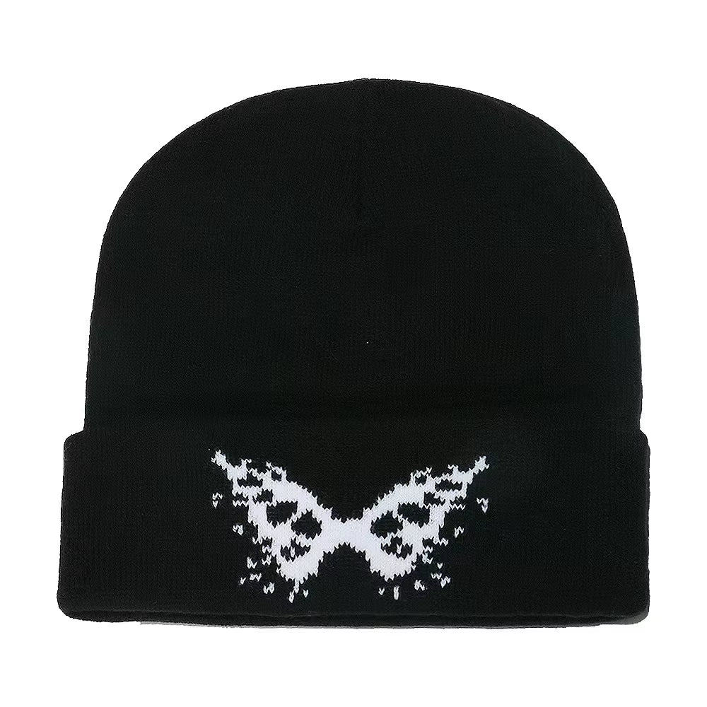 1PC Fashion Knitting Spider Web Design Hat for Men Women Pullover Pile Cap Y2K Goth Warm Beanie Hats New Hip-Hop Street Cap
