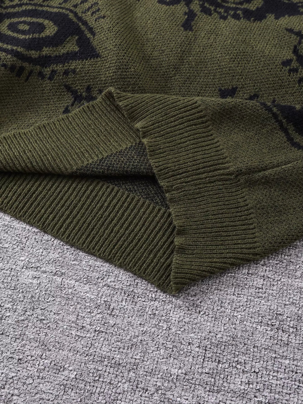 New Popular Autumn and Winter Abstract Eye Jacquard Pattern Pullover Sweater Casual round Neck Knitted Men'S Pullover