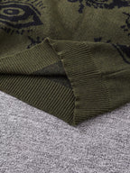 New Popular Autumn and Winter Abstract Eye Jacquard Pattern Pullover Sweater Casual round Neck Knitted Men'S Pullover