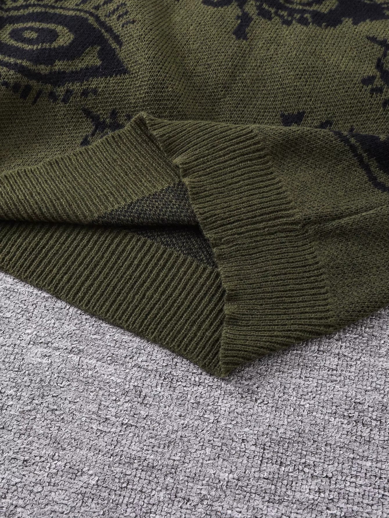 New Popular Autumn and Winter Abstract Eye Jacquard Pattern Pullover Sweater Casual round Neck Knitted Men'S Pullover