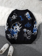 Dragon Roar Jacquard Double-Sided Pattern Pullover Sweater Casual Crew Neck Knitted Men'S Pullover Casual Crew Neck Knitted Men'S Pullover Suitable for Daily Wear Unisex Outerwear