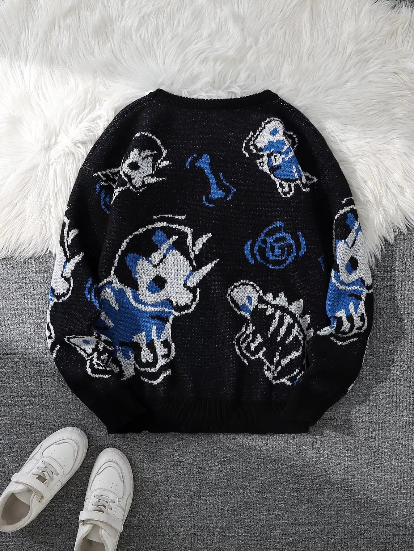 Dragon Roar Jacquard Double-Sided Pattern Pullover Sweater Casual Crew Neck Knitted Men'S Pullover Casual Crew Neck Knitted Men'S Pullover Suitable for Daily Wear Unisex Outerwear
