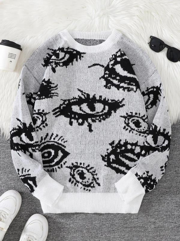 Round Neck Knitted Jacquard Sweater