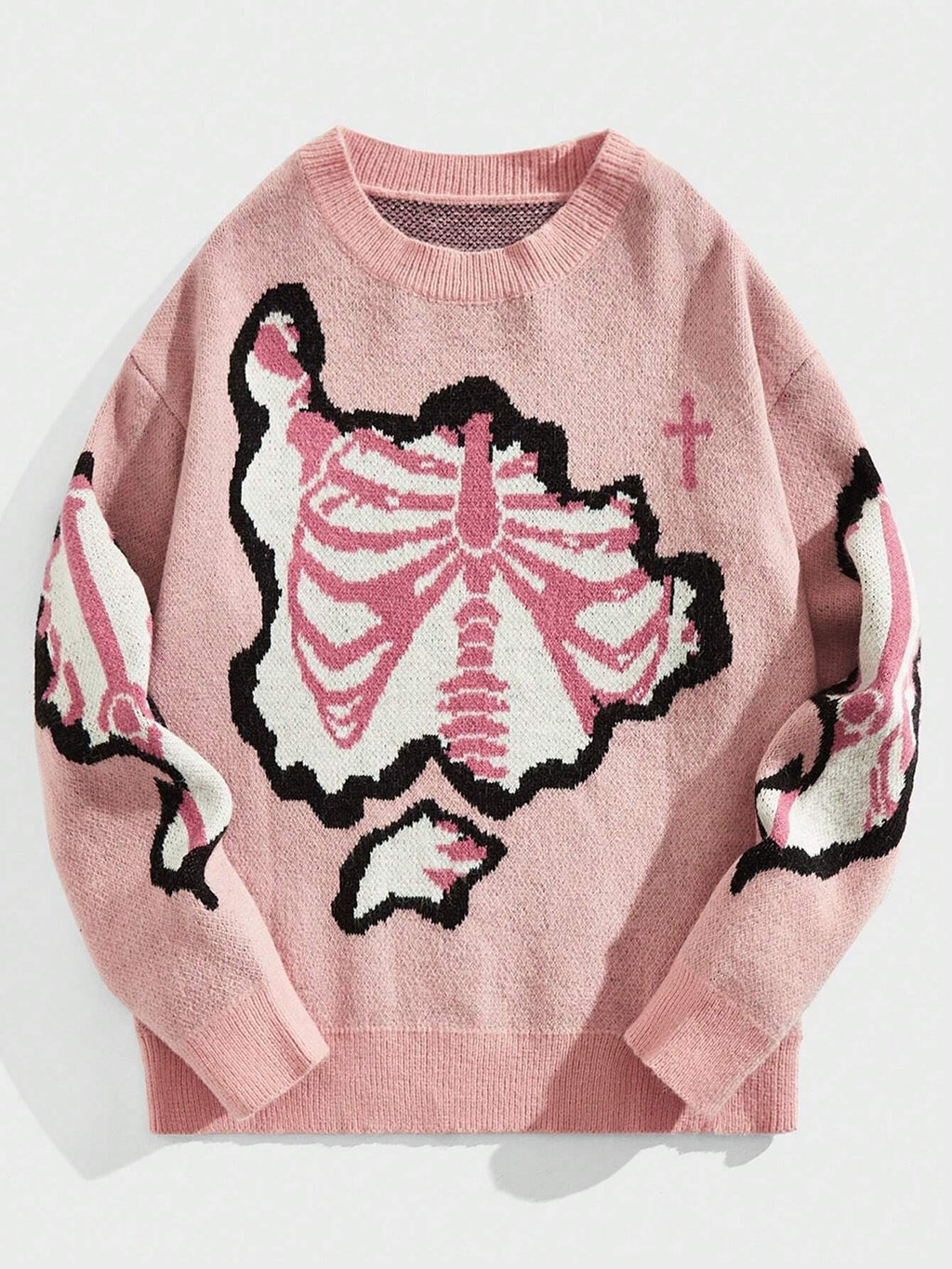 Street Trend Skeleton Jacquard Sweater
