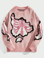 Street Trend Skeleton Jacquard Sweater