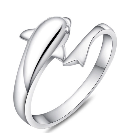 Dolphin Ring, Adjustable Open Ring Design