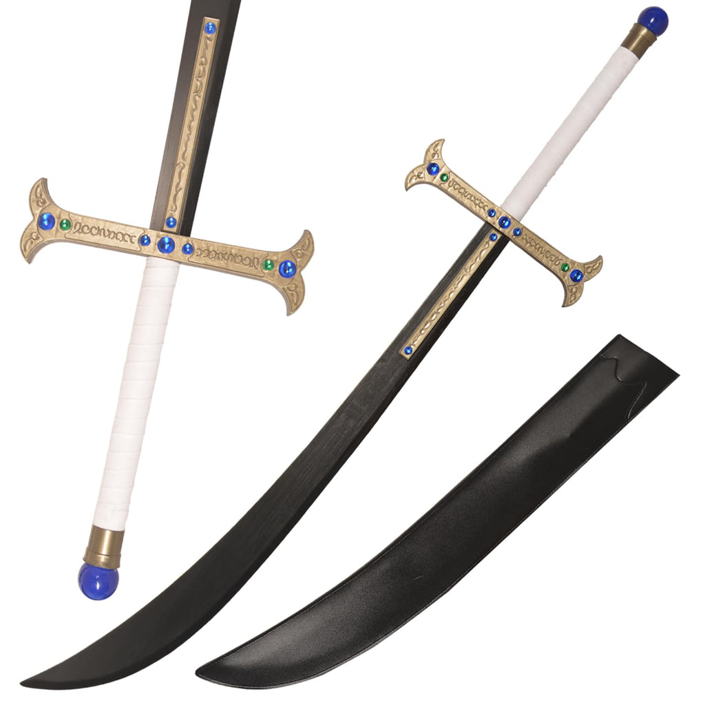 45" Anime Dracule Mihawk Plastic Sword with Leather Sheathfor CosplayDisplayCollection